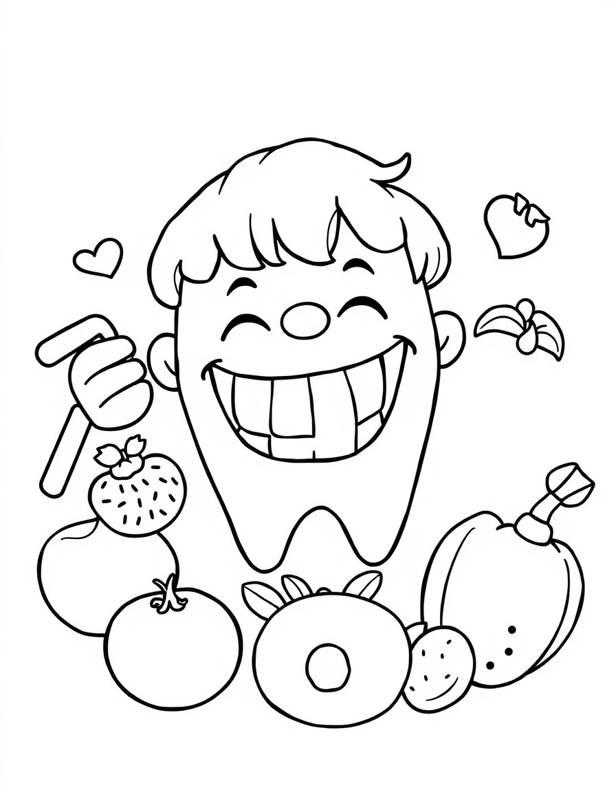 can you add pictures of healthy habits like brushing teeth, healthy foods and stranger safety