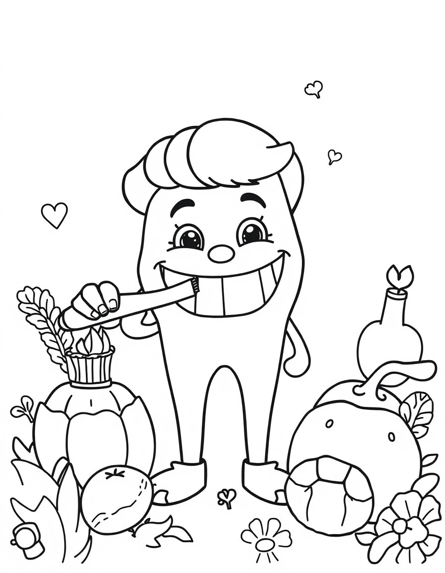 can you add pictures of healthy habits like brushing teeth, healthy foods and stranger safety