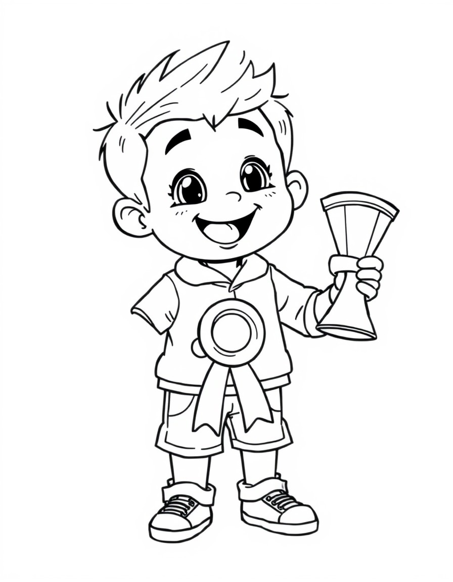 Happy cute boy that has won a prize