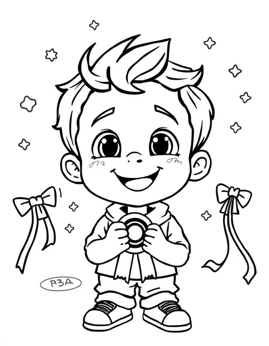 Happy cute boy that has won a prize