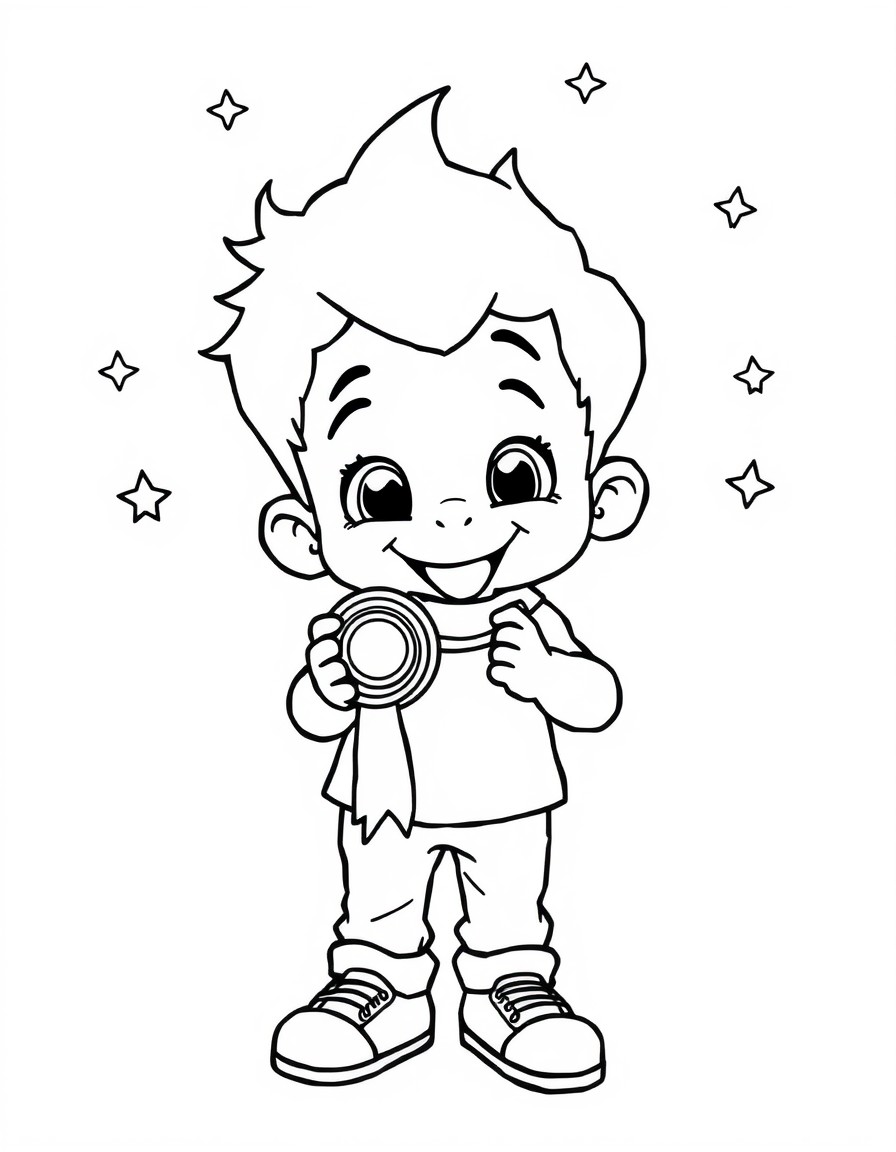 Happy cute boy that has won a prize