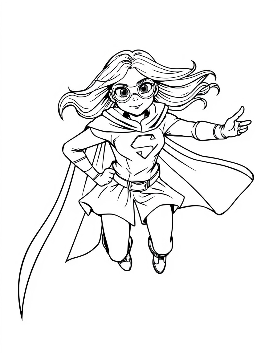 Superhero Girl Flying with Cape
