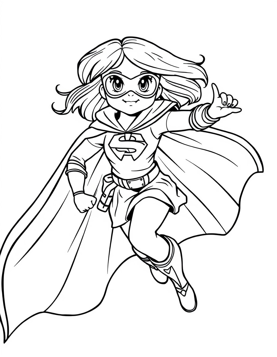 Superhero Girl Flying with Cape