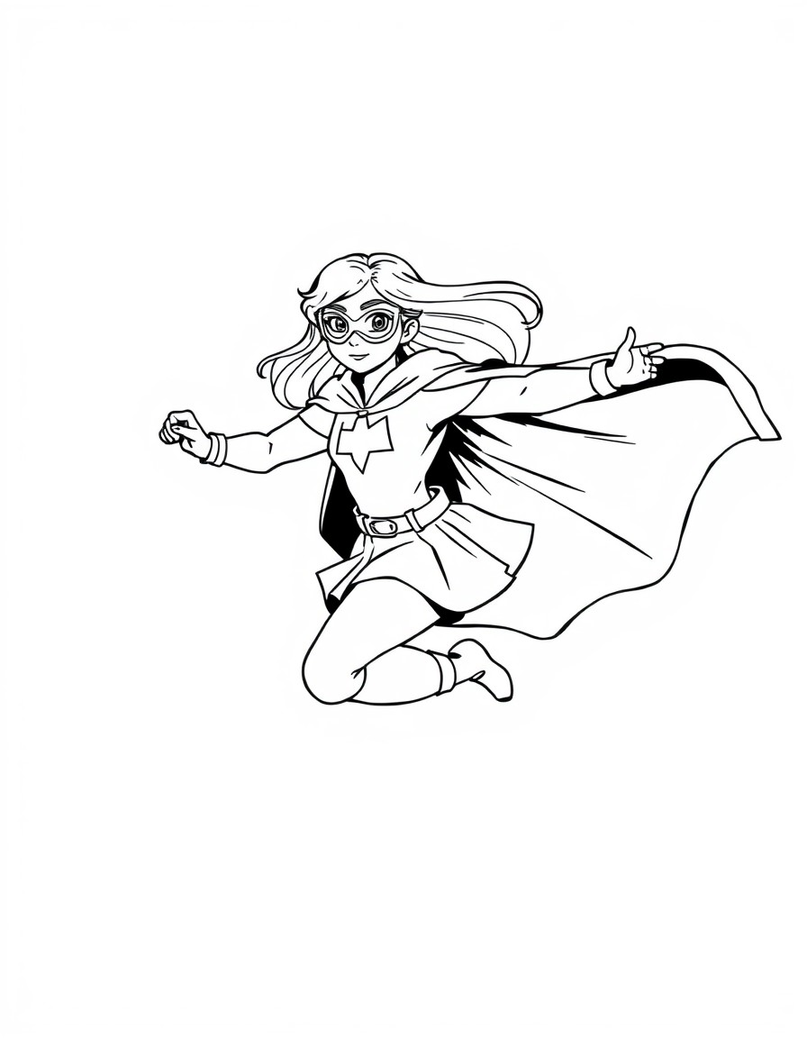 Superhero Girl Flying with Cape