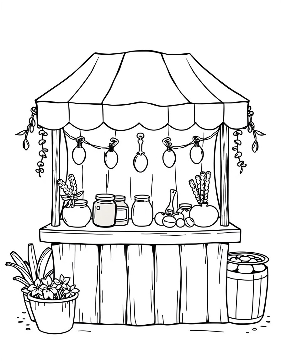 A fair with an orange jam stand