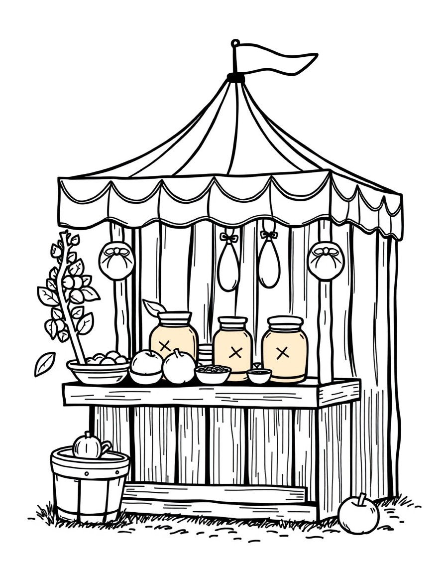 A fair with an orange jam stand