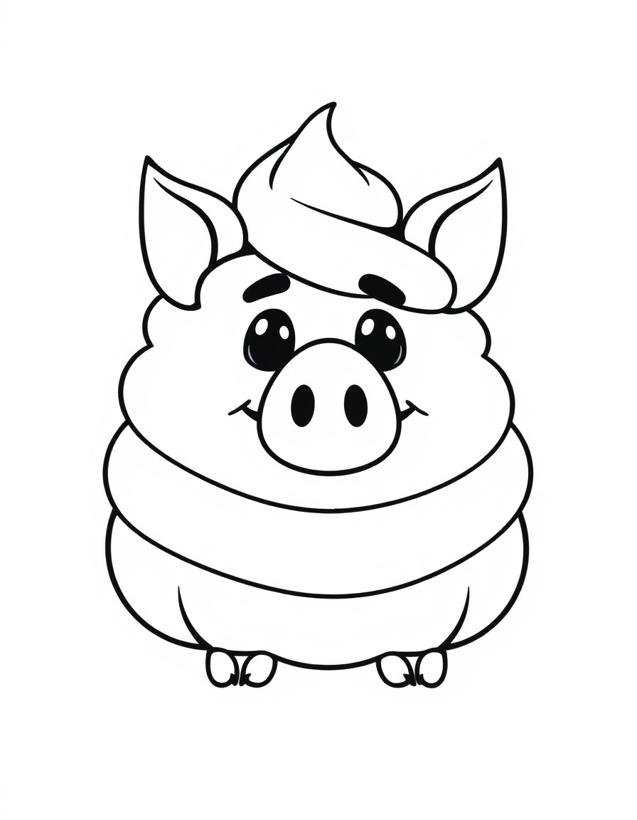 Poo emoji with a pig