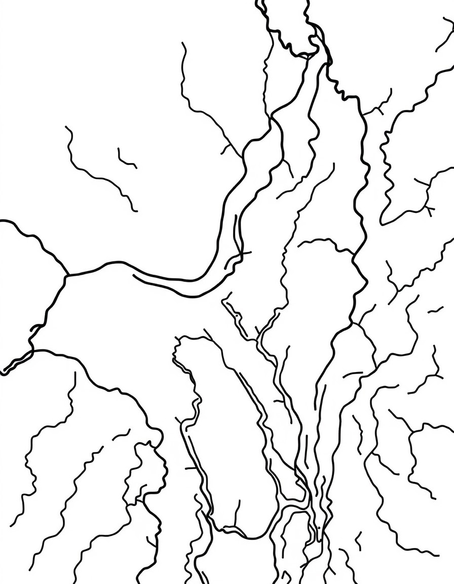 Drainage basin and tributaries