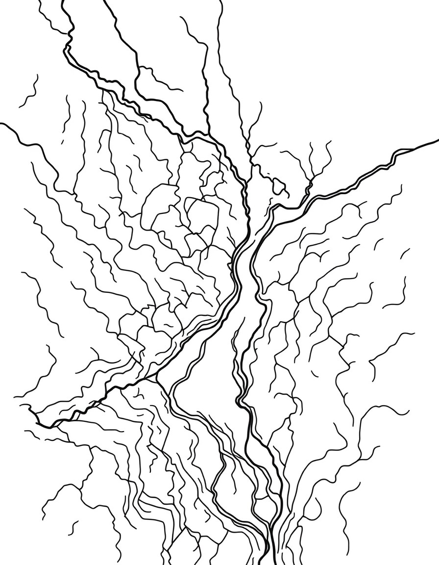 Drainage basin and tributaries