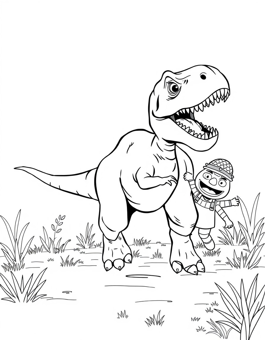 A tyrannosaurus chasing lollo and bernie