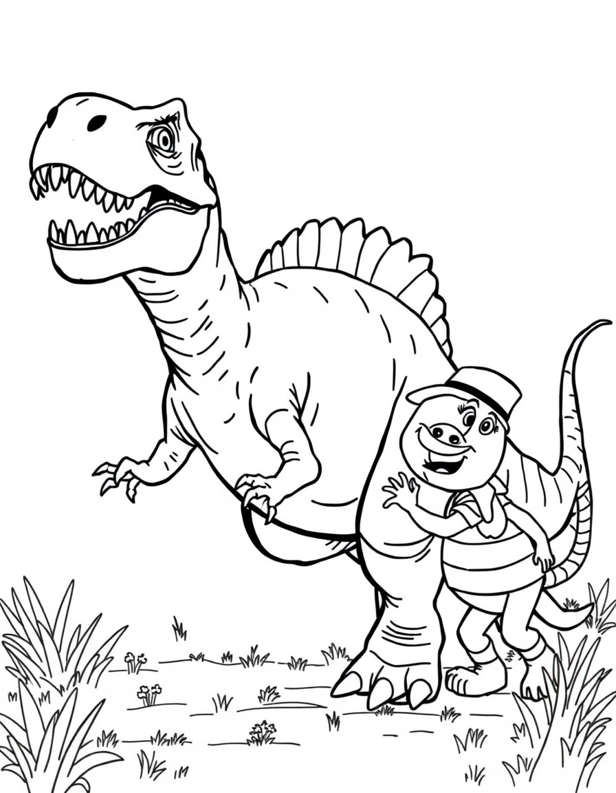 A tyrannosaurus chasing lollo and bernie