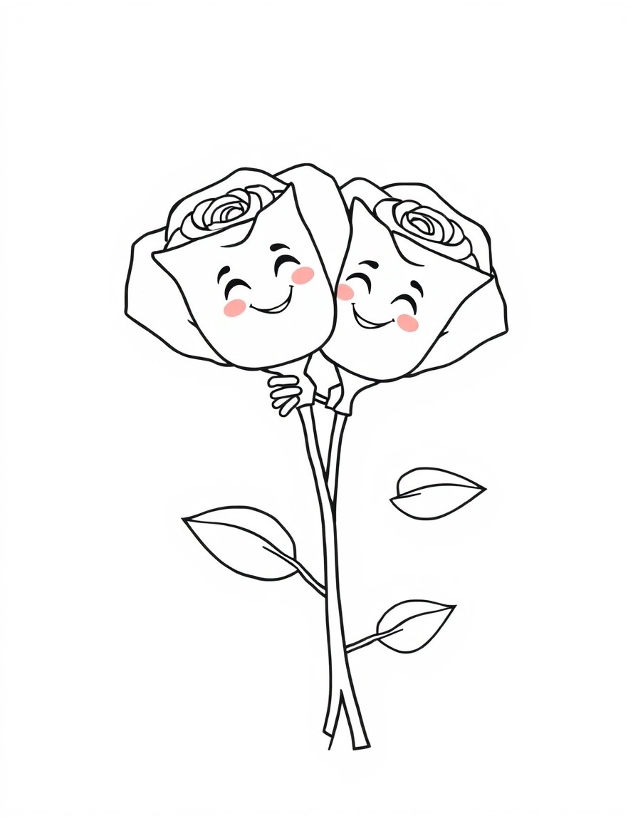 two cute roses hugging one with the name 'FARAH' and one with the name 'NOON' with cute smily faces