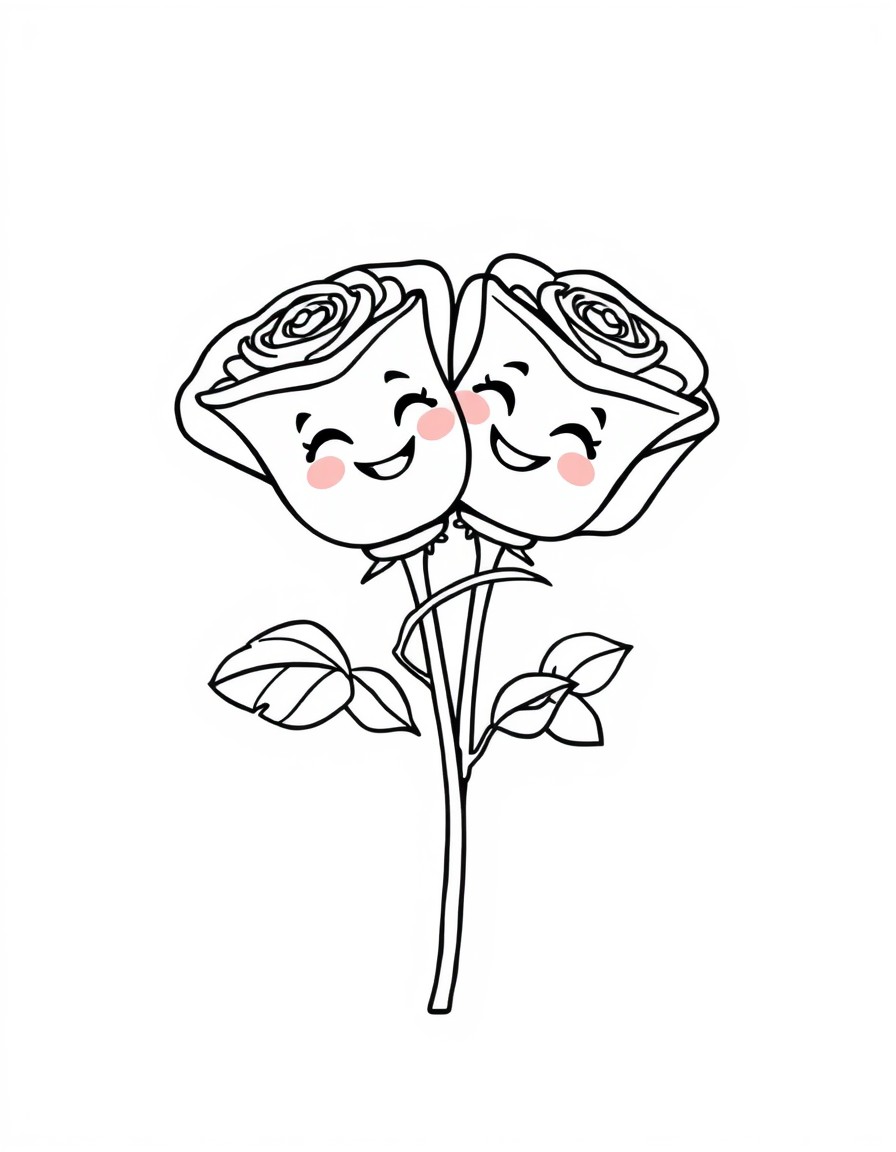 two cute roses hugging one with the name 'FARAH' and one with the name 'NOON' with cute smily faces