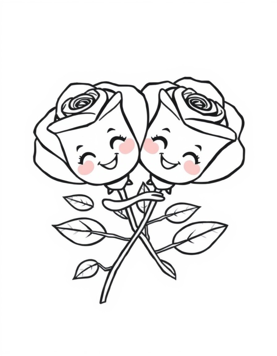 two cute roses hugging one with the name 'FARAH' and one with the name 'NOON' with cute smily faces