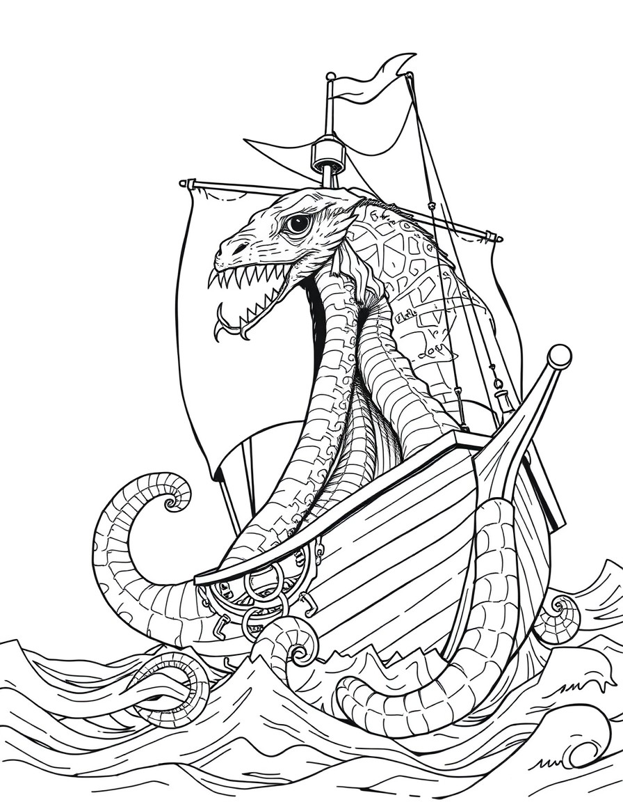 A kraken taking down a ship