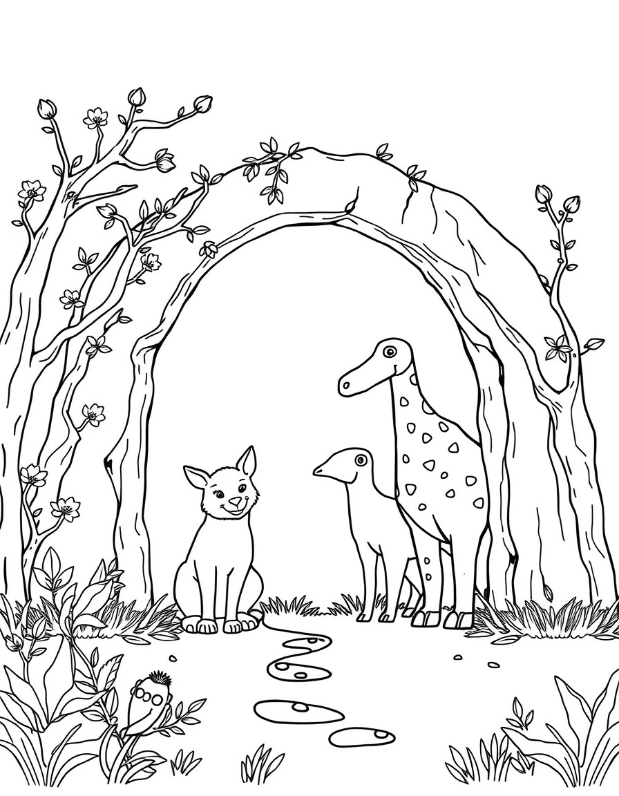 L'Arche de No avec les animaux entrant par paires.  indique le nom de no