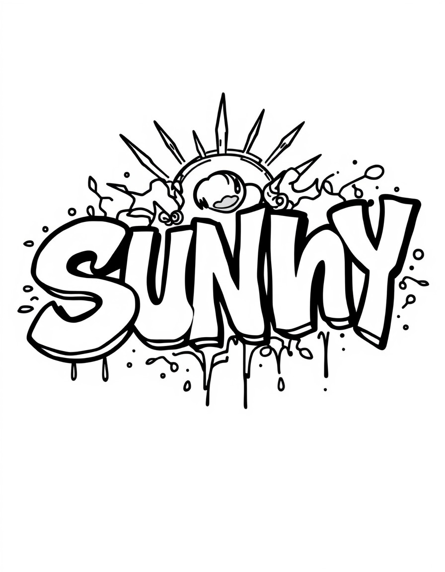 80s style graffitti that says the word "sunny"