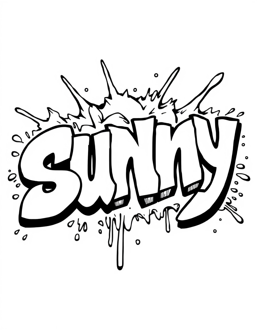 80s style graffitti that says the word "sunny"