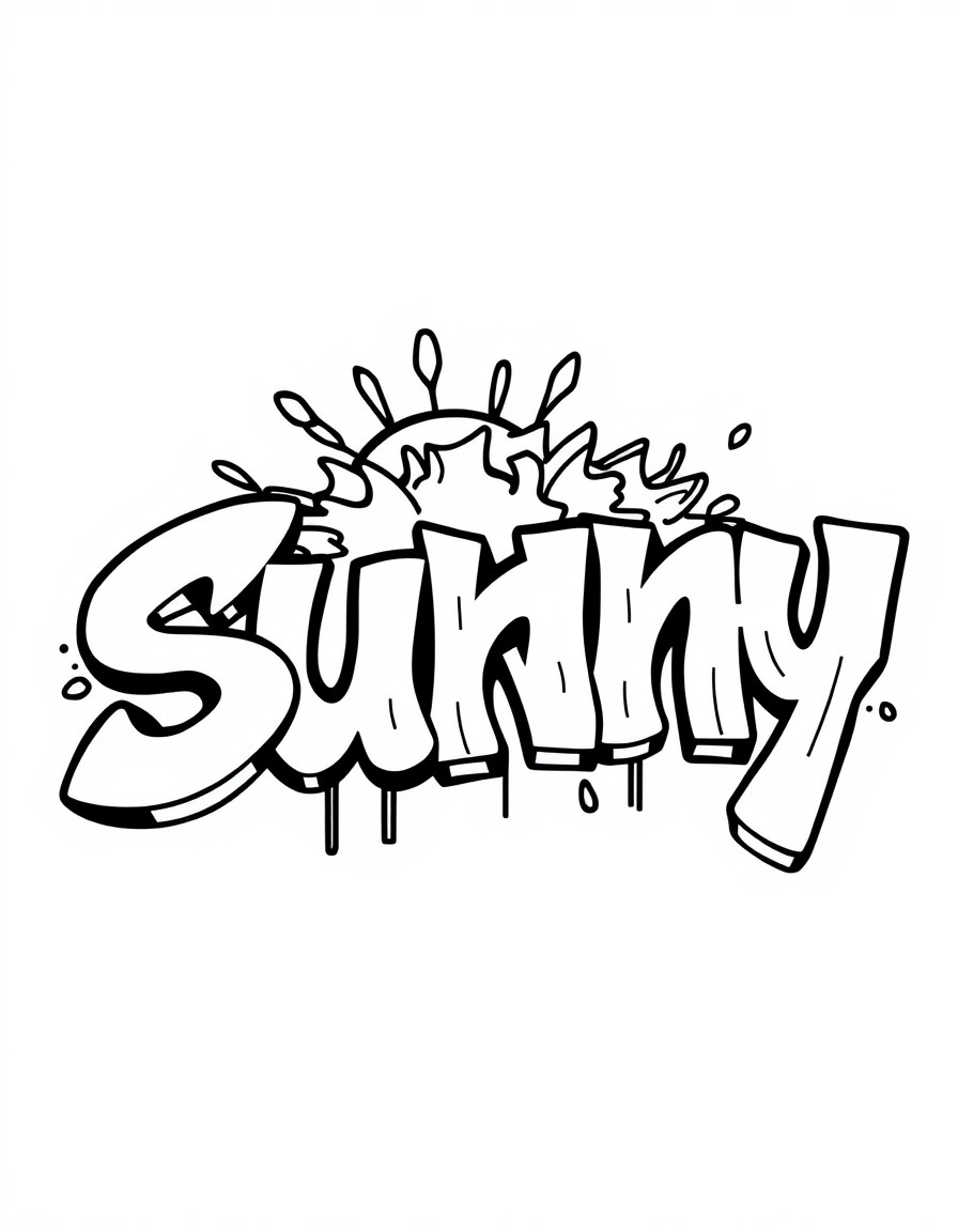 80s style graffitti that says the word "sunny"