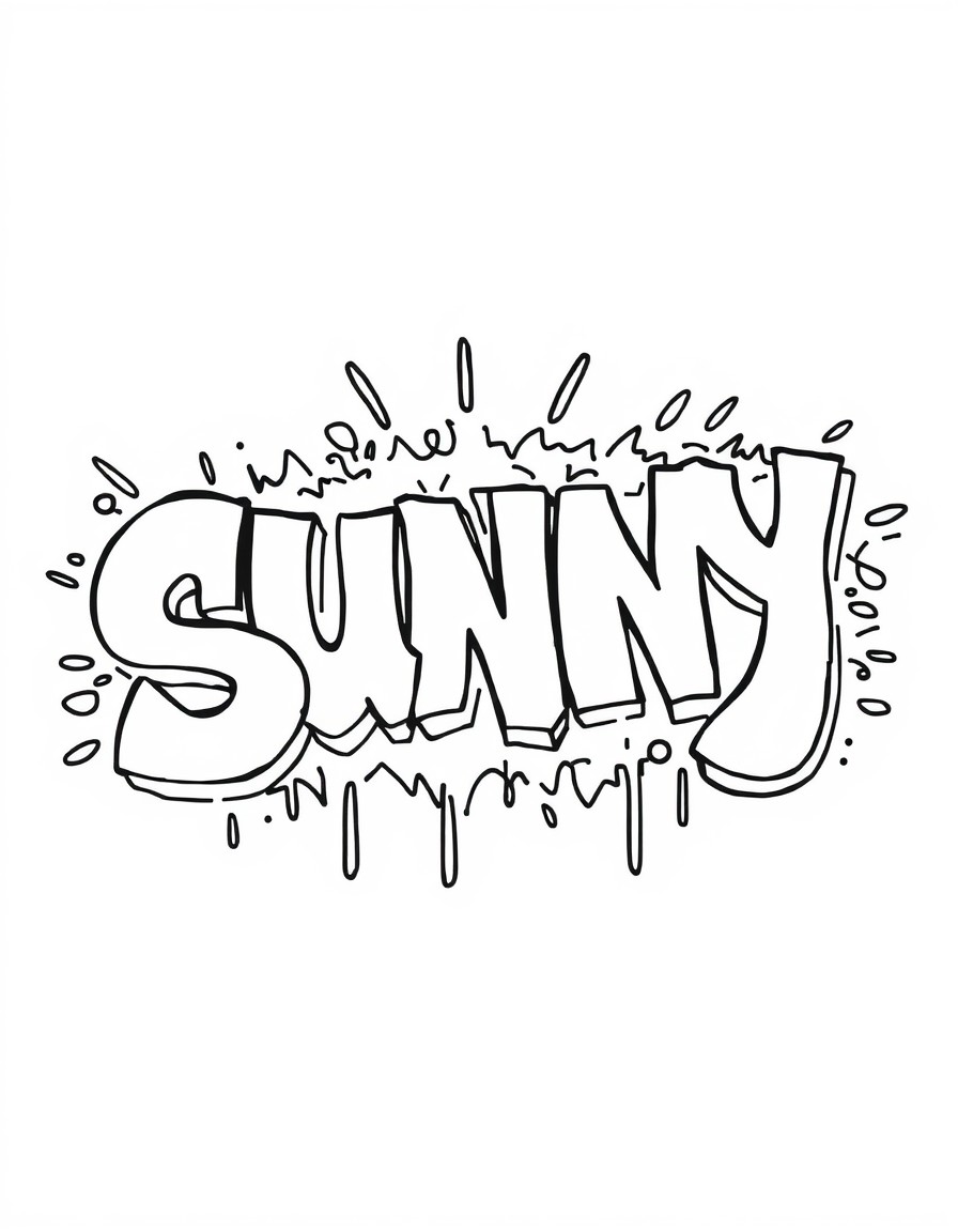 80s style graffitti that says the word "sunny"