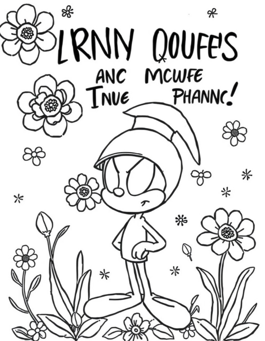 Floral and quotes and Marvin the martian