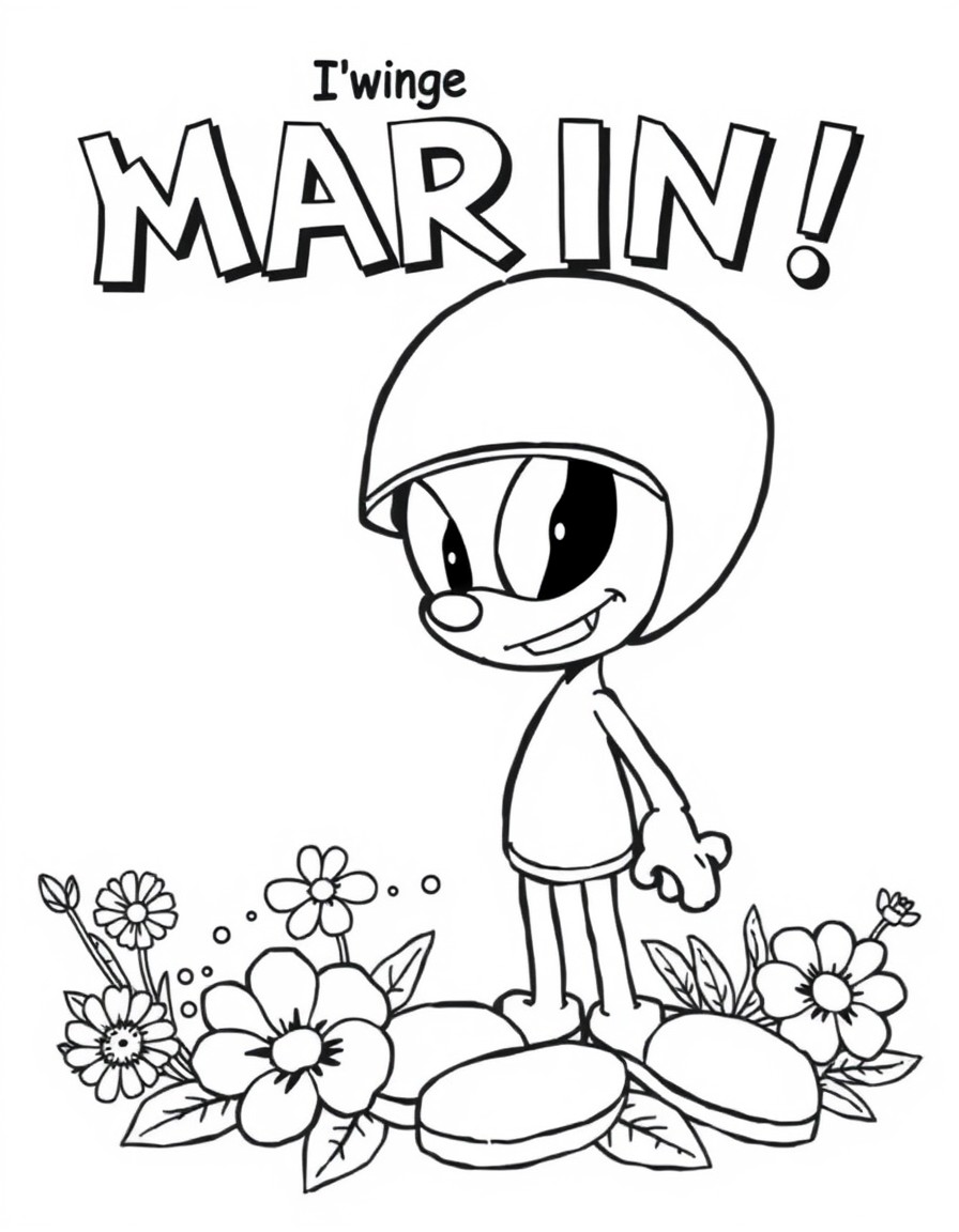 Floral and quotes and Marvin the martian