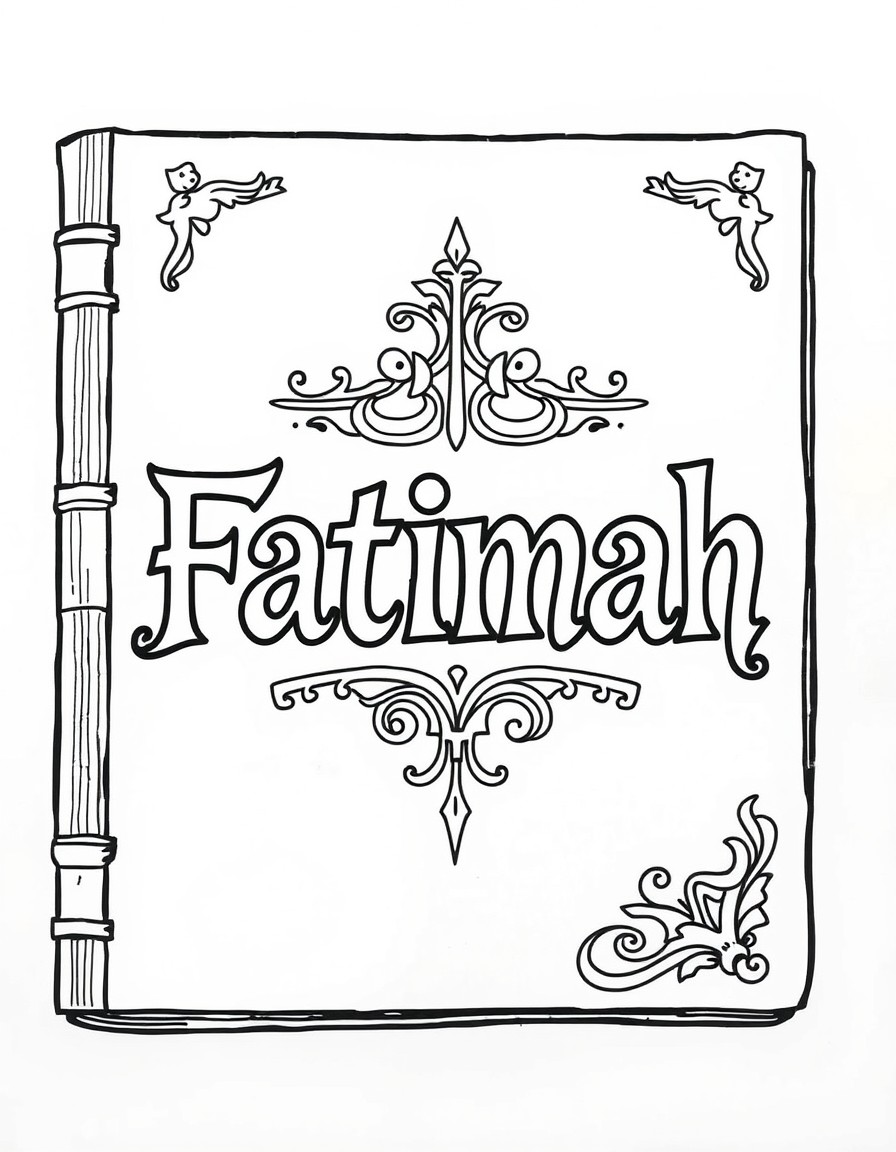 note book with text Fatimah at the cover