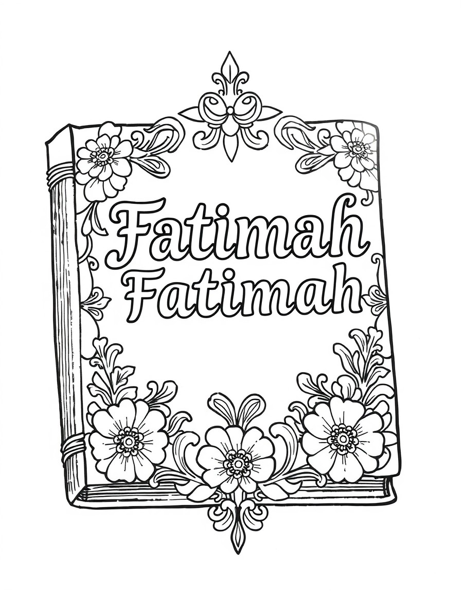 note book with text Fatimah at the cover