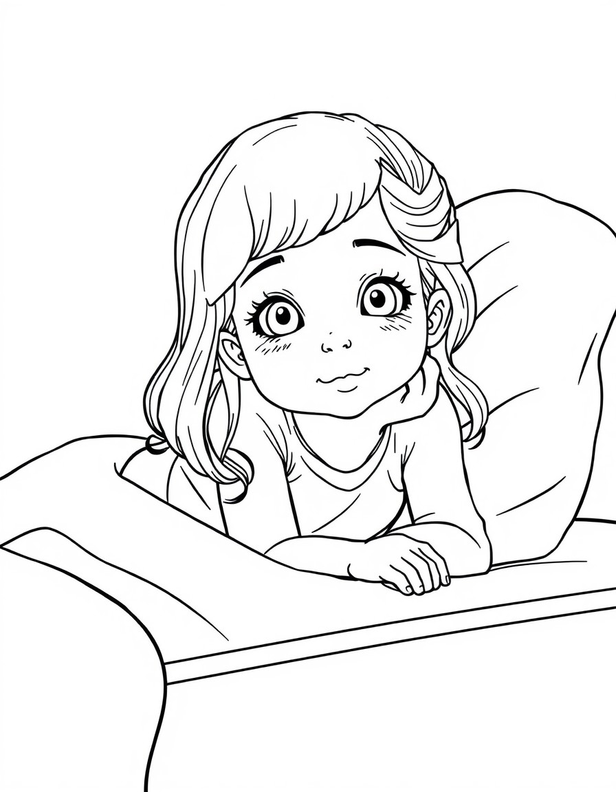 5 year old girl in bedroom laying in bed