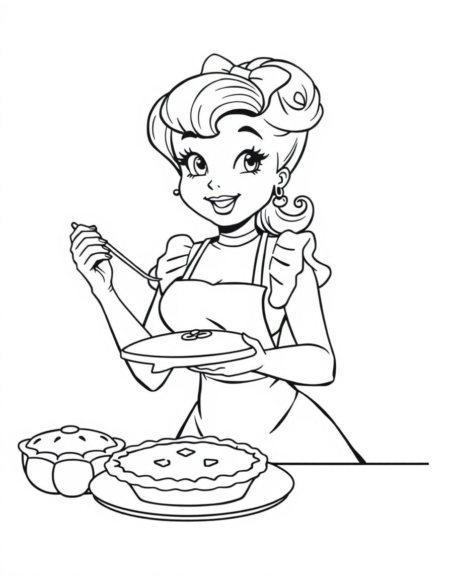 bimbo pin up girl baking a pie