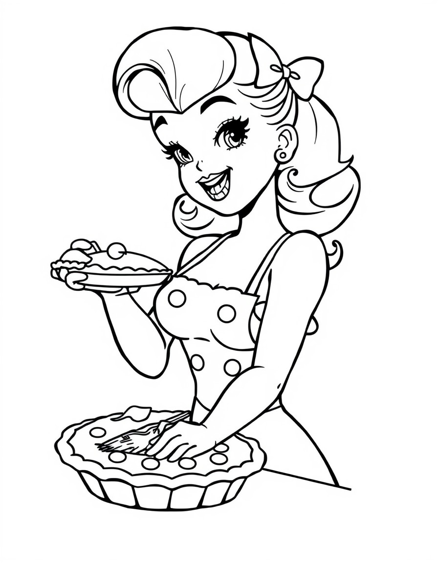 bimbo pin up girl baking a pie