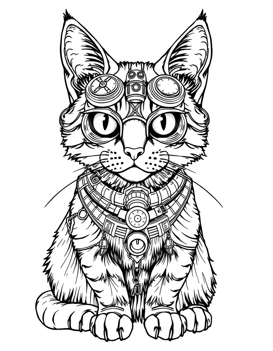 Highly detailed steampunk cat