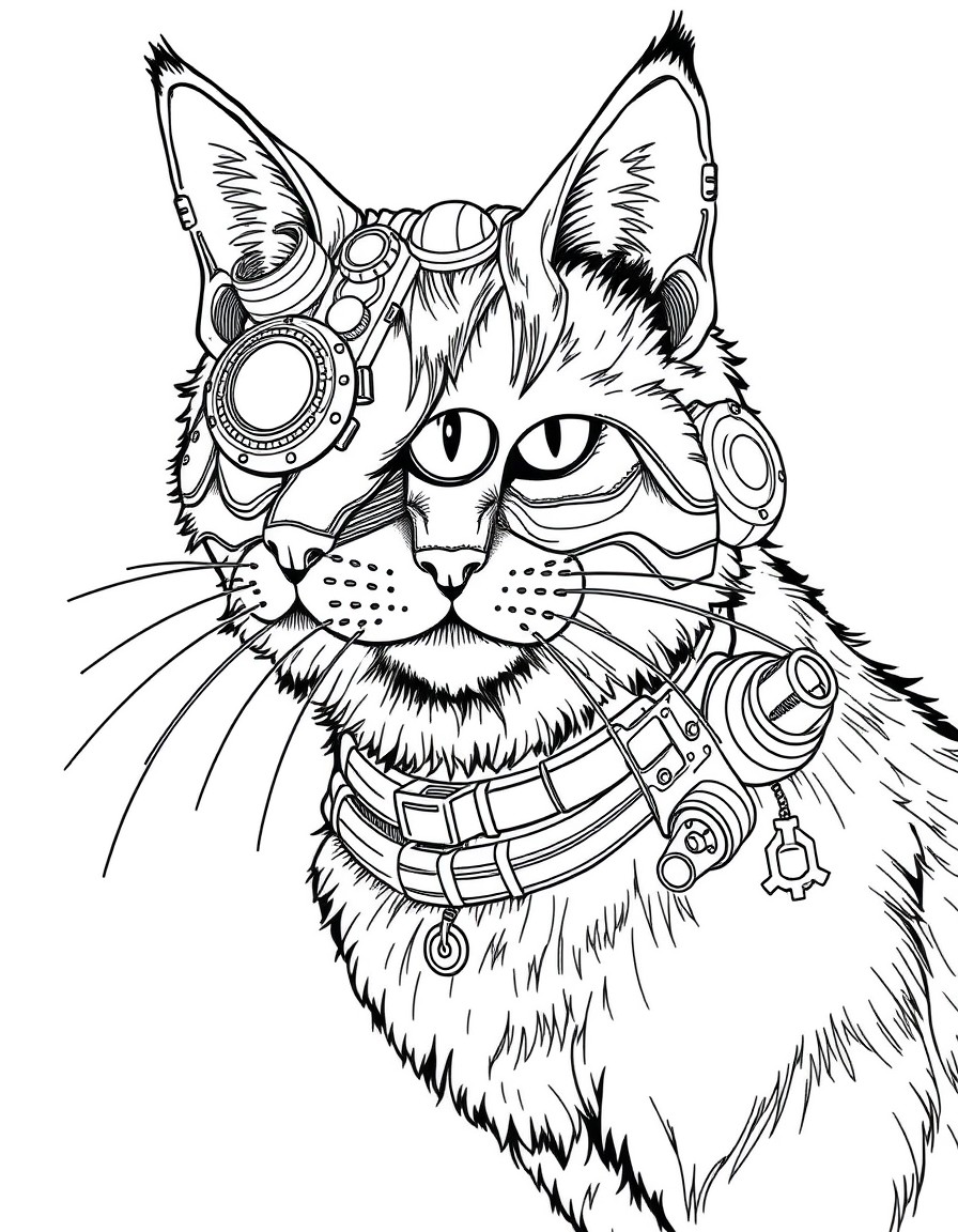 Highly detailed steampunk cat