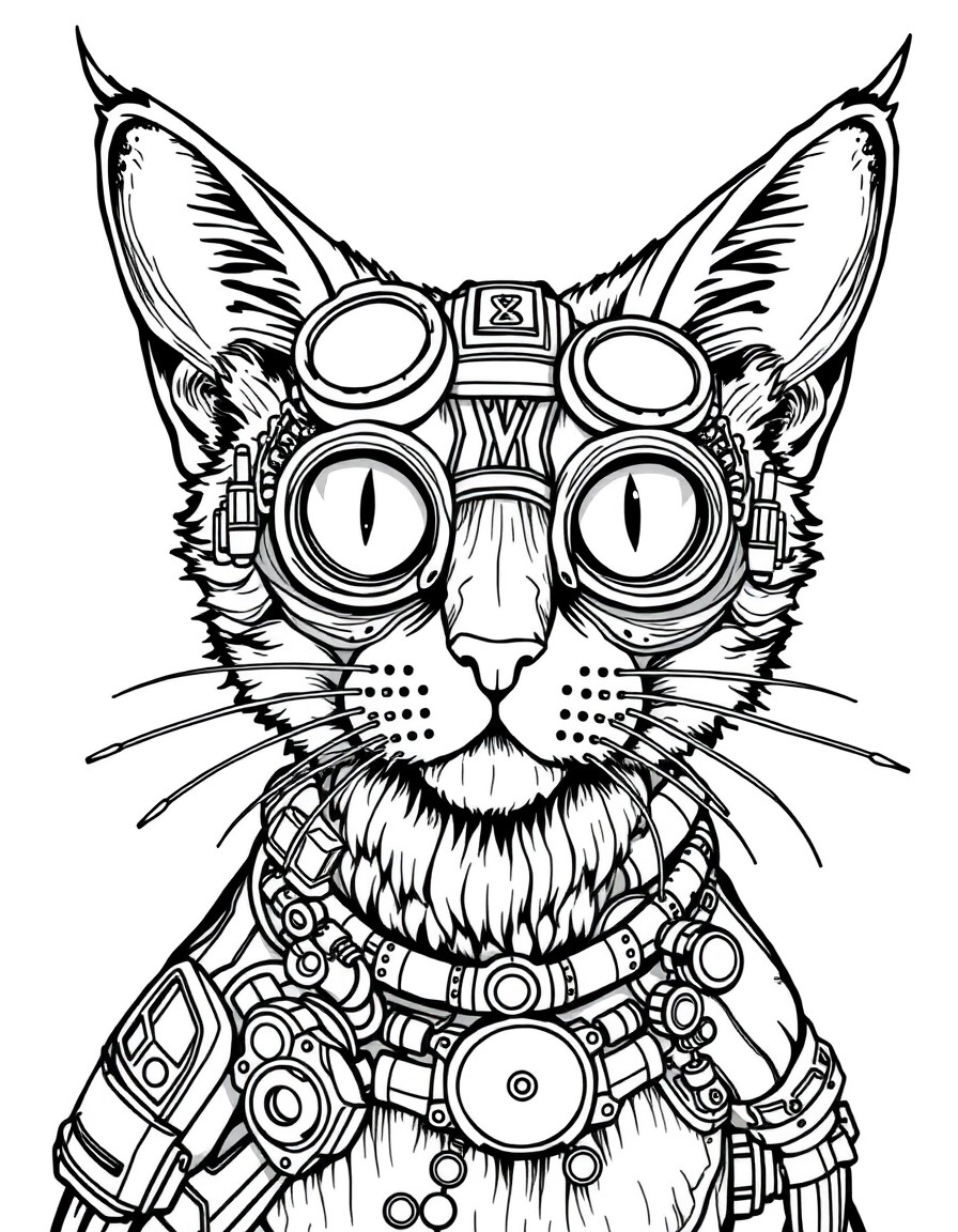 Highly detailed steampunk cat