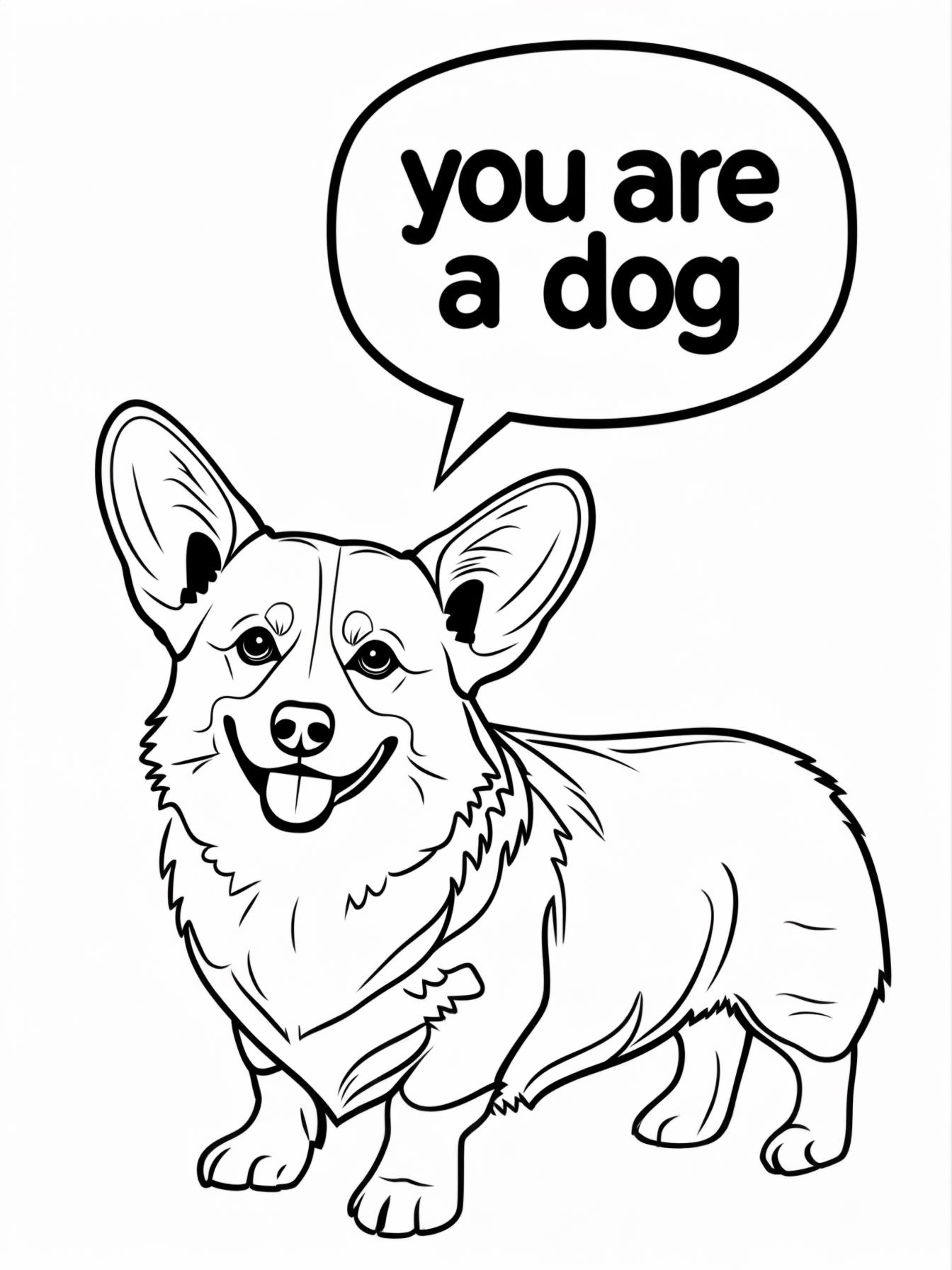 A corgi being told "you are a dog"
