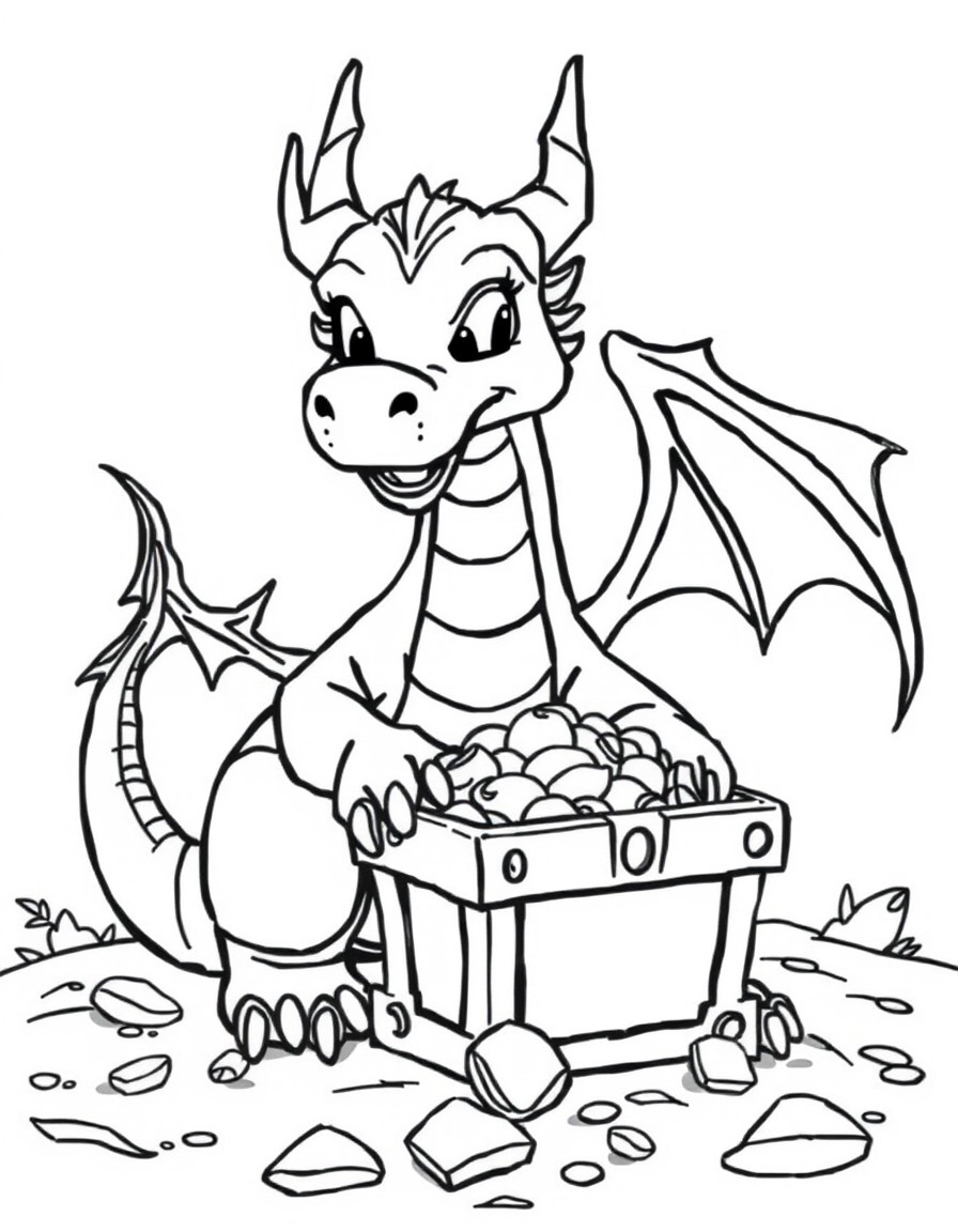 A dragon protecting its treasure