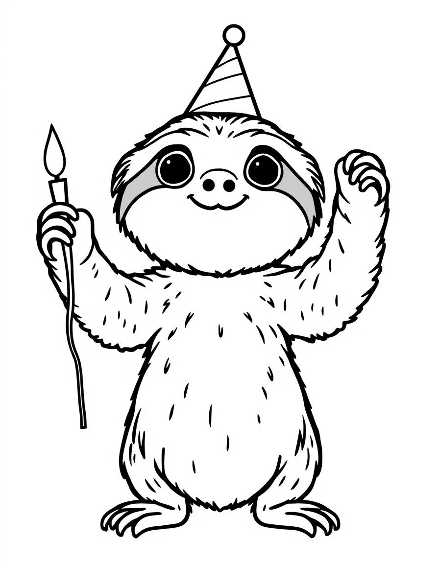 cute baby sloth at a birthday party