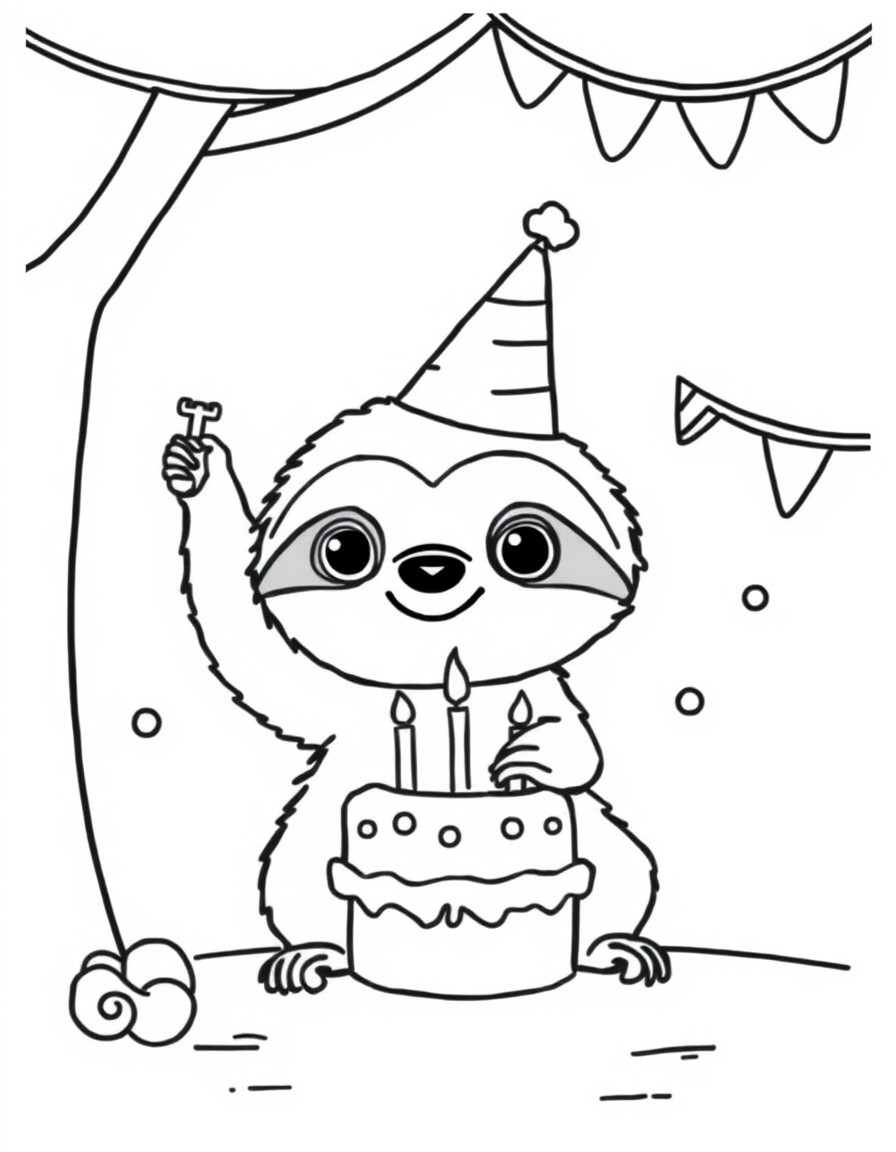 cute baby sloth at a birthday party