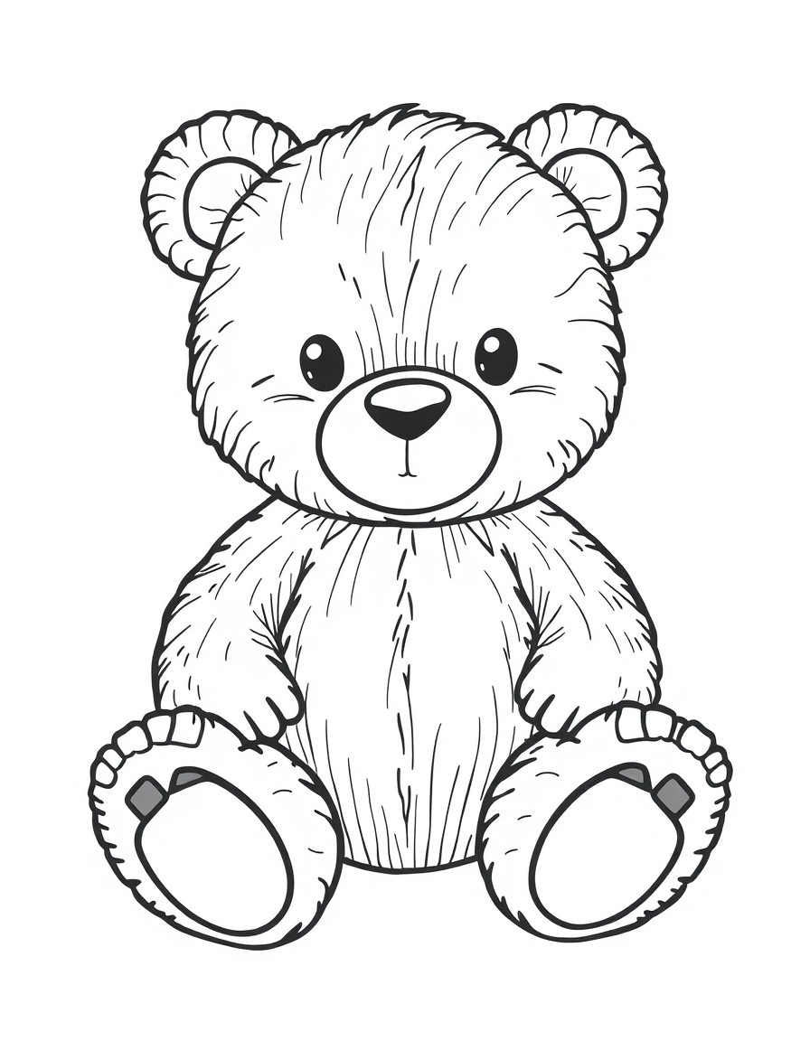 cute teddy bear drawing with pencil crayons