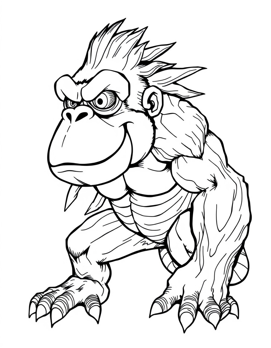 A creature that looks like a combination of donkey kong, a lizard, and the incredible hulk