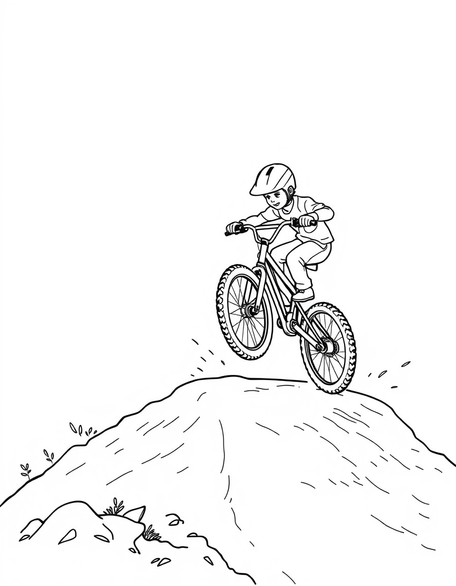 kid on a bike jumping over a dirt ramp