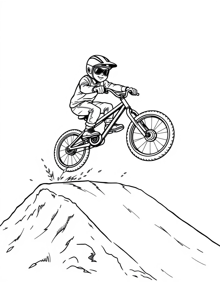 kid on a bmx bike jumping over a dirt ramp