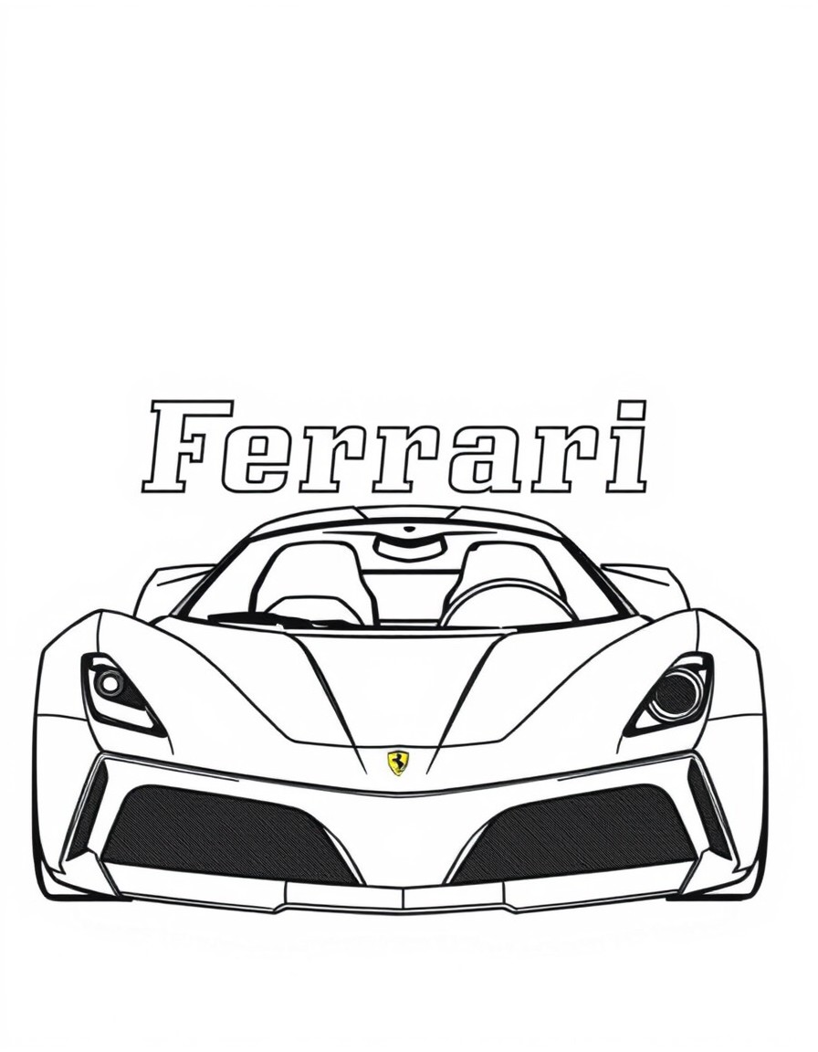 A super futuristic car with the name Ferrari behind it