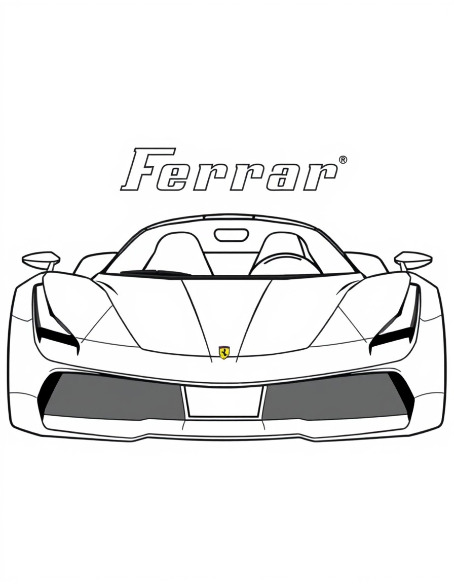 A super futuristic car with the name Ferrari behind it