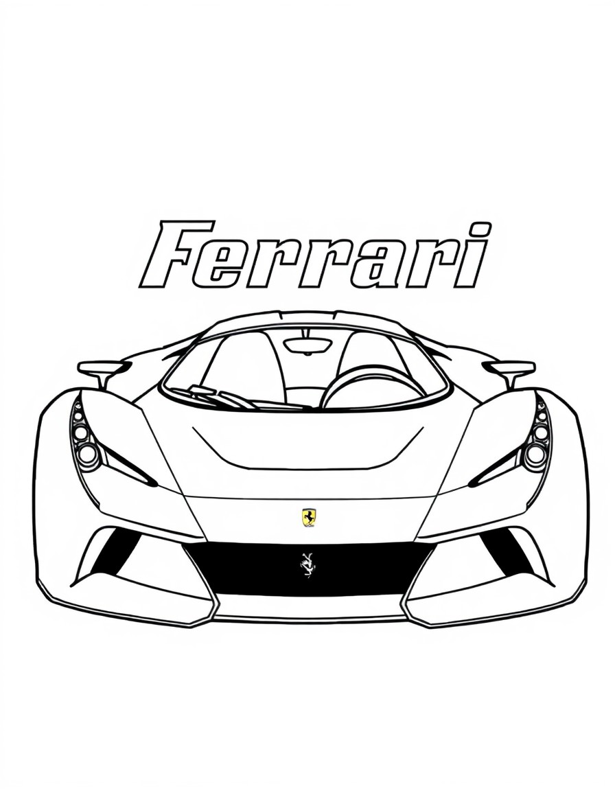 A super futuristic car with the name Ferrari behind it