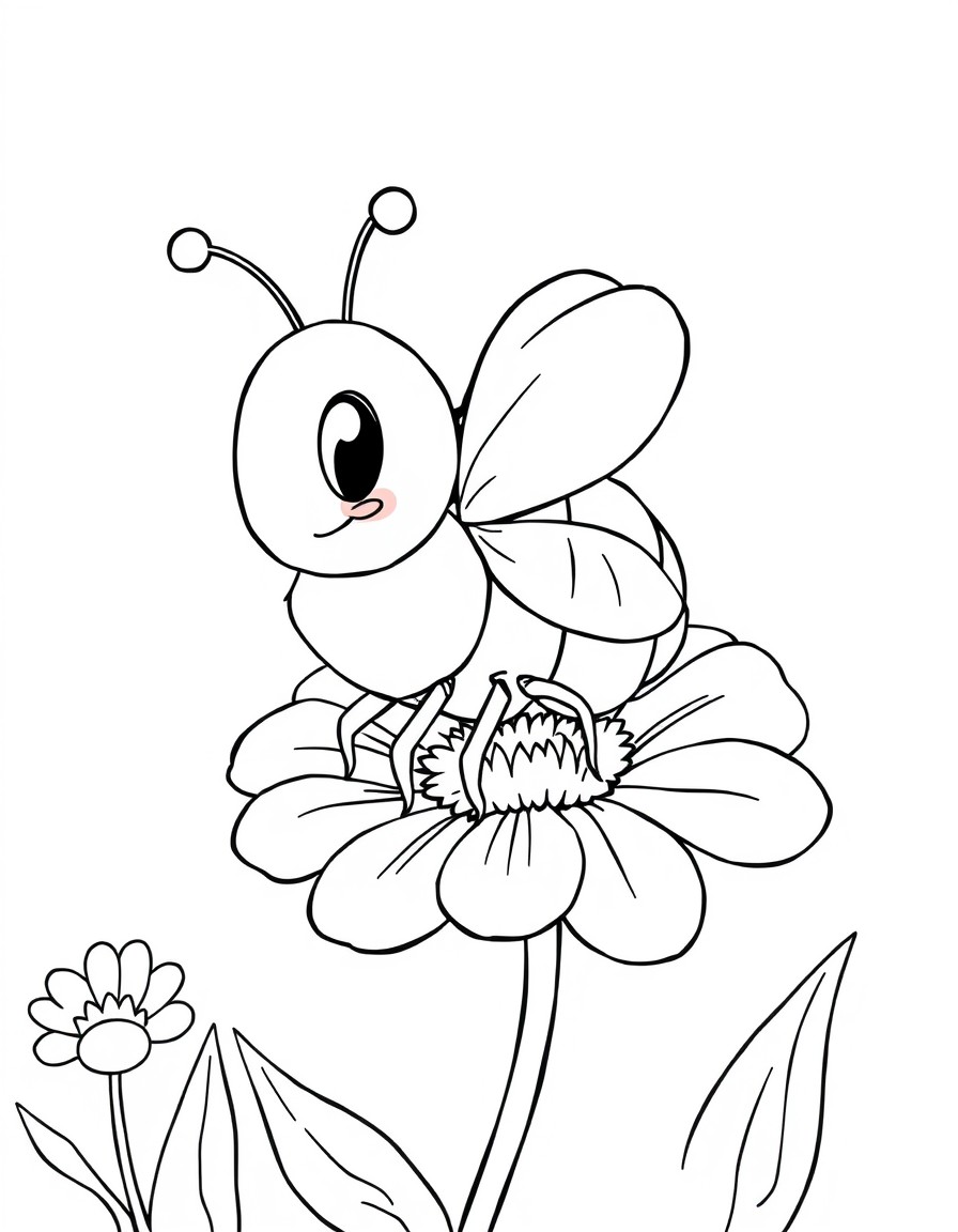 cute cartoon bee on flower