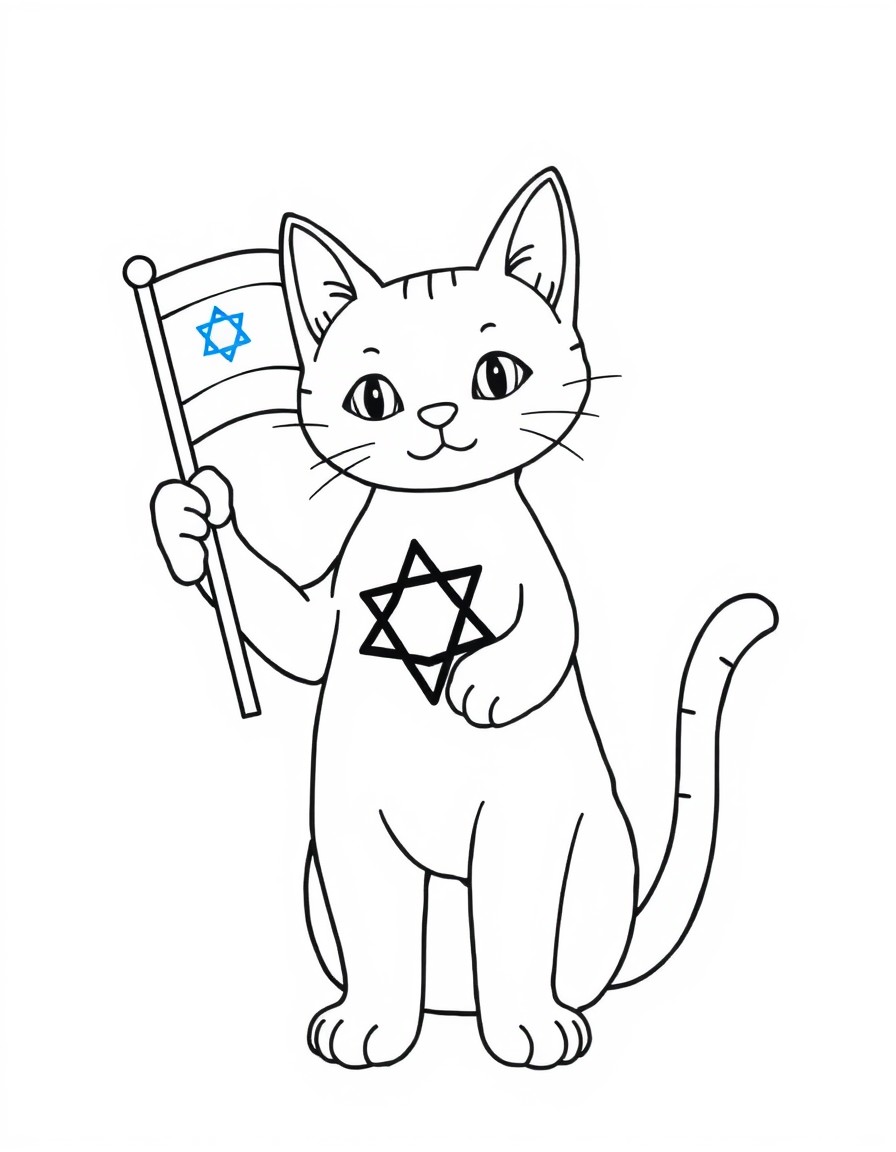 Cat hold flag Israel