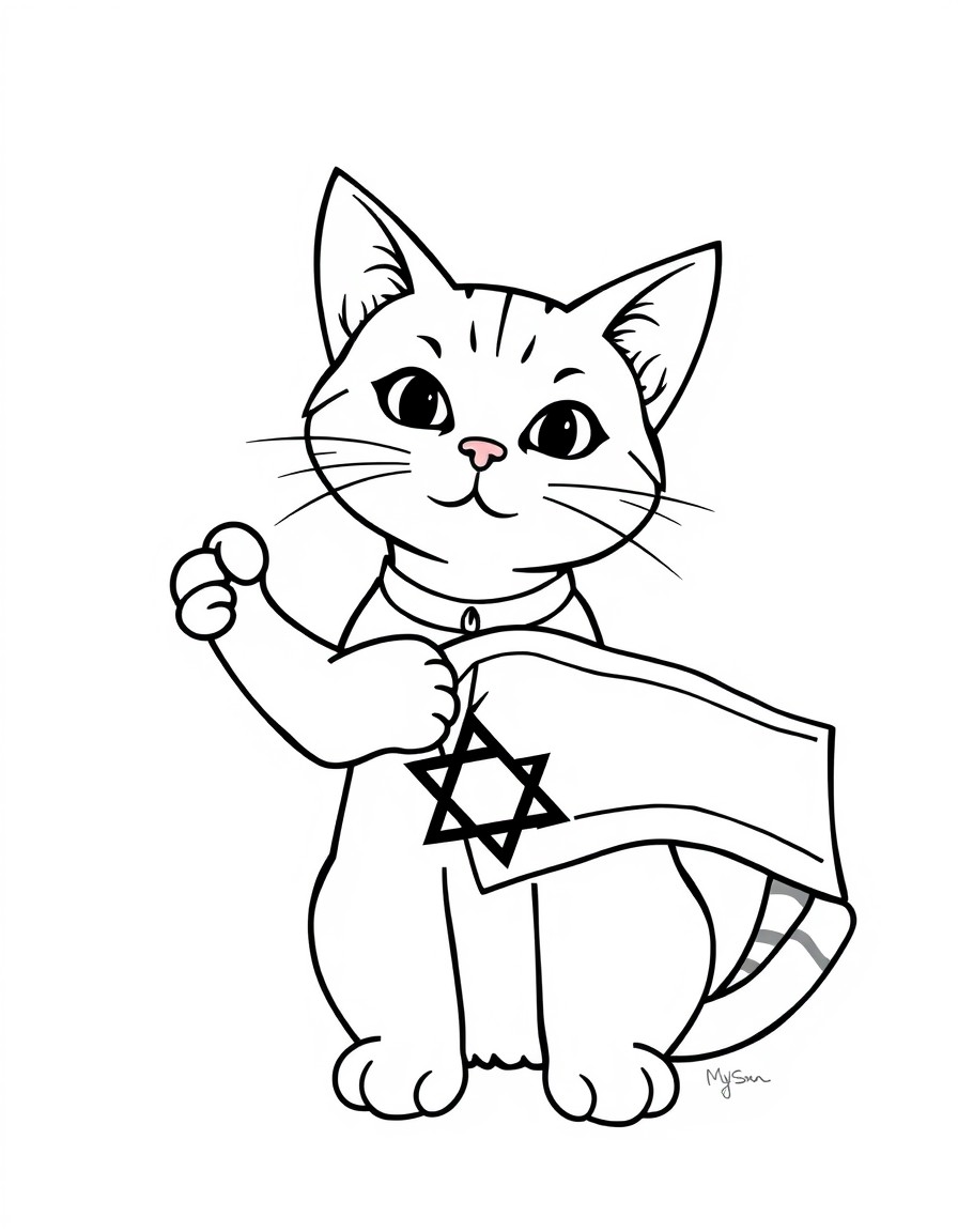 Cat hold flag Israel