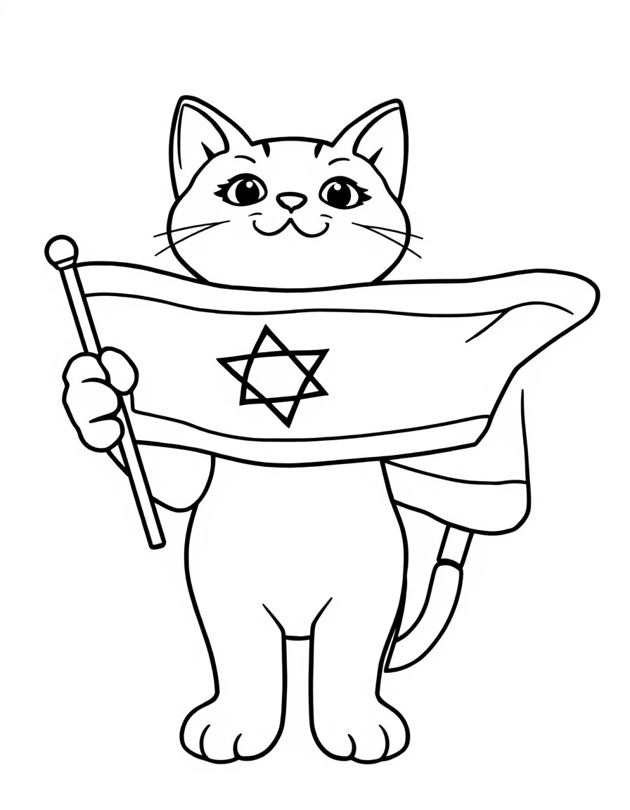 Cat hold flag Israel