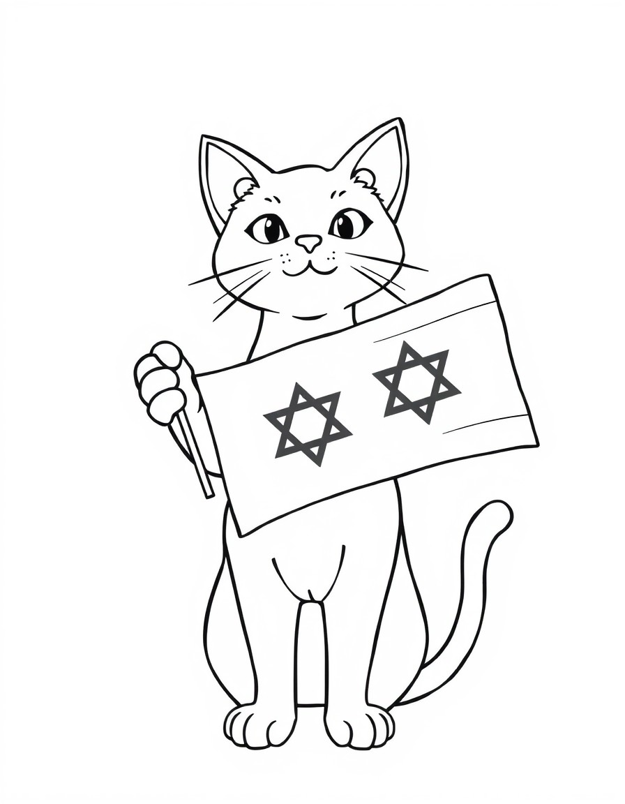 Cat hold flag Israel